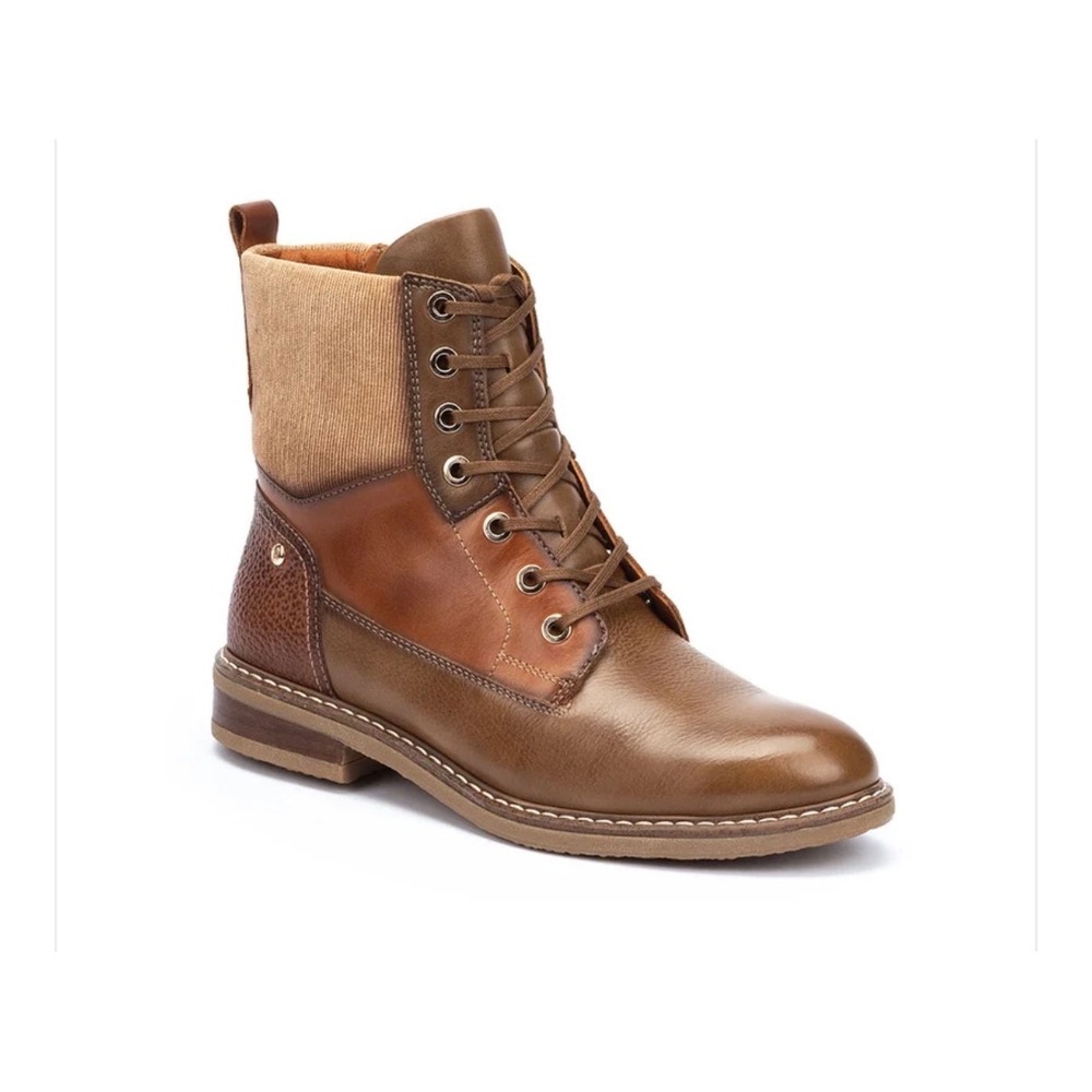 NWOB Pikolinos Aldaya Combat Boot Women 41 Brown Leather Zip-Up Earthy Fall Boho